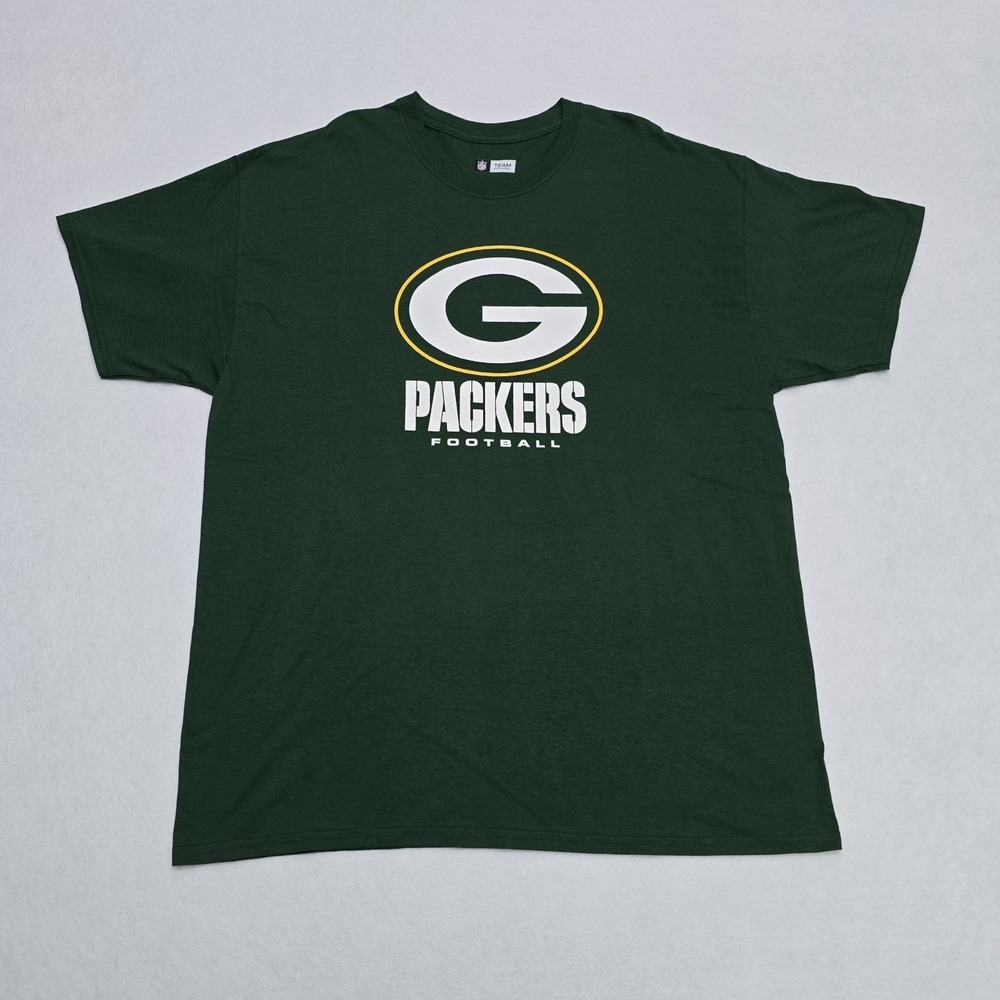 NFL Team Apparel Green Bay Packers Football T-Shirt Mens Green Large Logo Tee
